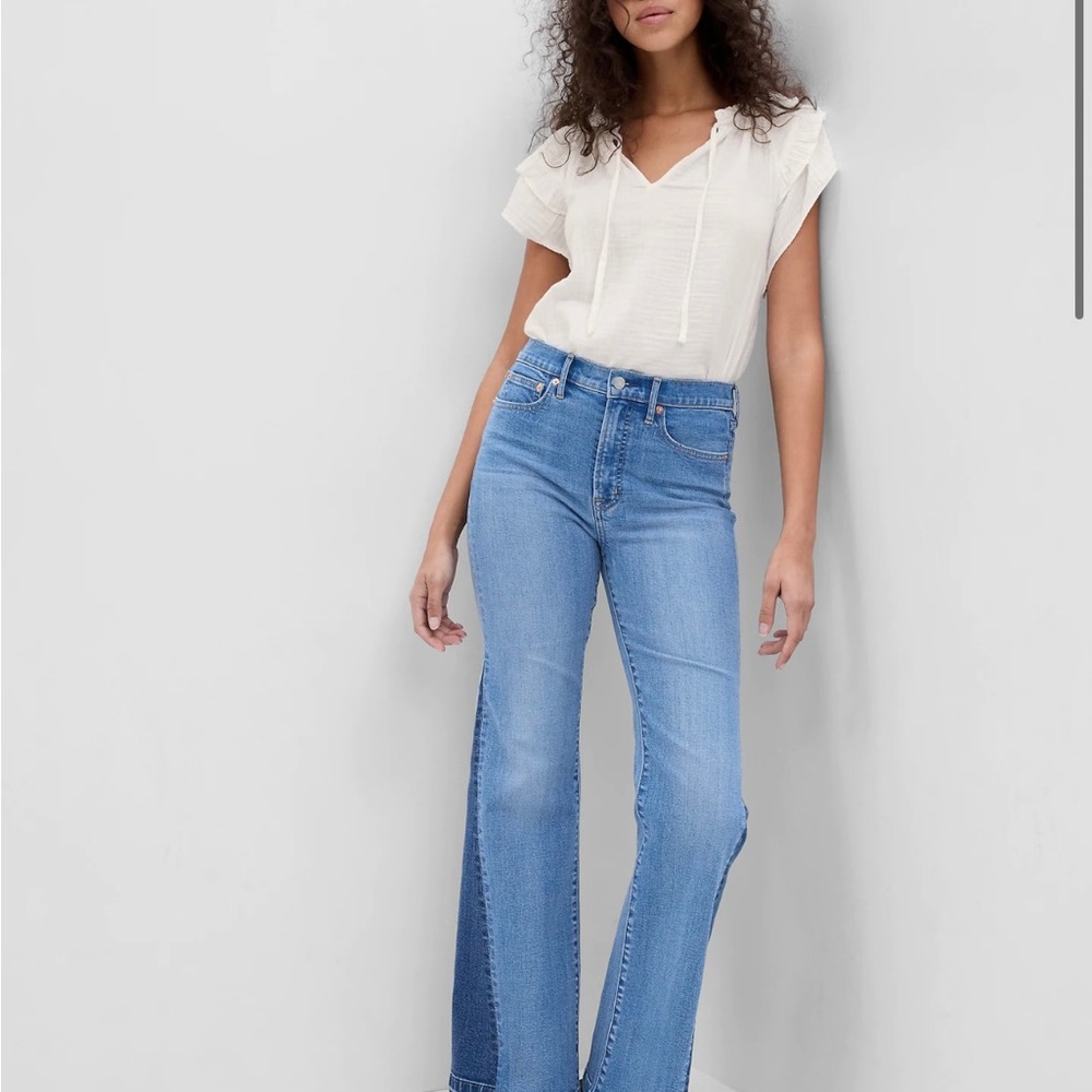 The Gap Crinkle Gauze Flutter Sleeve Top, Medium Tall, White, NWT